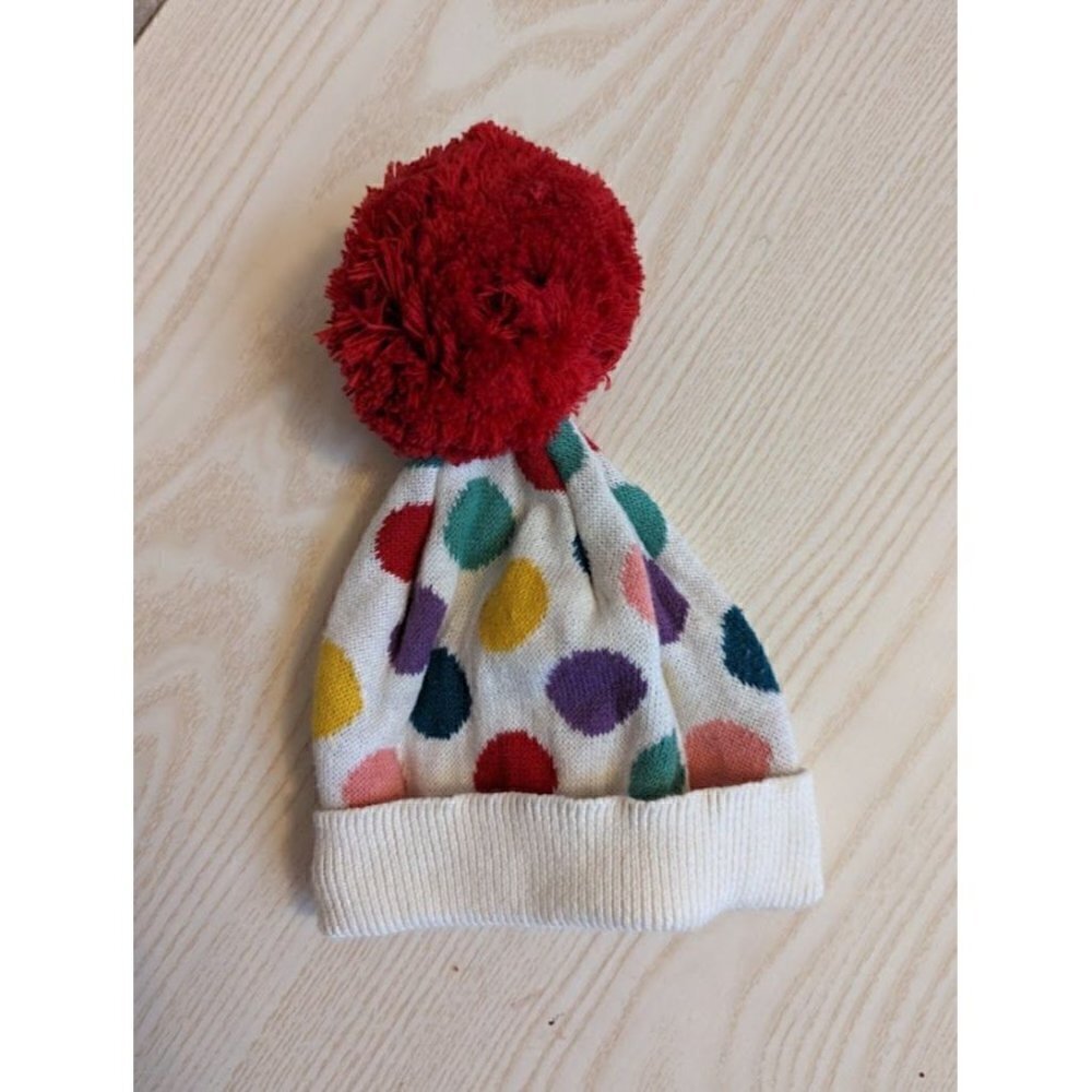 Baby Gap Rainbow Polka Dot Knit Beanie w/ Pom Infant 0-6 months